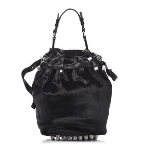 Alexander Wang Black Drawstring Studded Bucket Bag